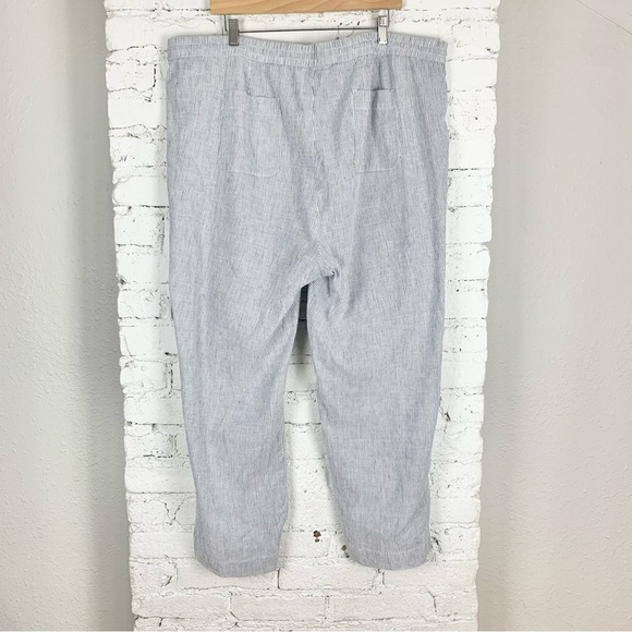 Talbots Striped Linen Cotton Blue White Wide Leg Drawstring Pants 22WP - Picture 7 of 10